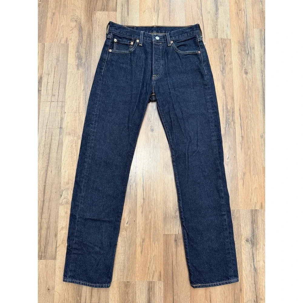 Levi's 501 Original‎ Button Fly Jeans Dark Wash Straight Leg W29 L30 Water Less